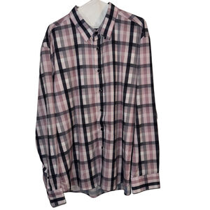 Men's MICHAEL STRAHAN Casual Button Down Shirt XL Pink Black Plaid